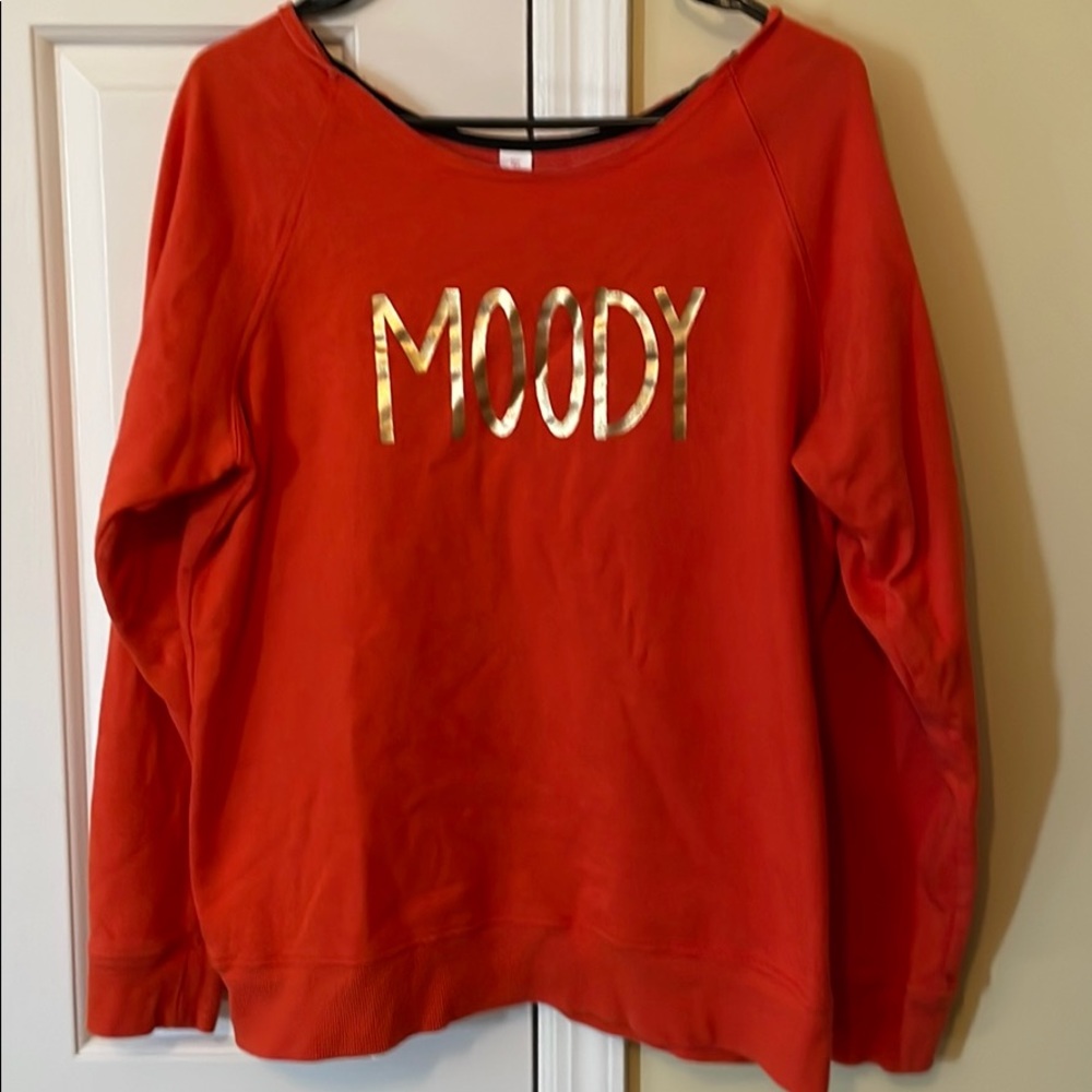 “Moody” sweatshirt. Orange, medium.